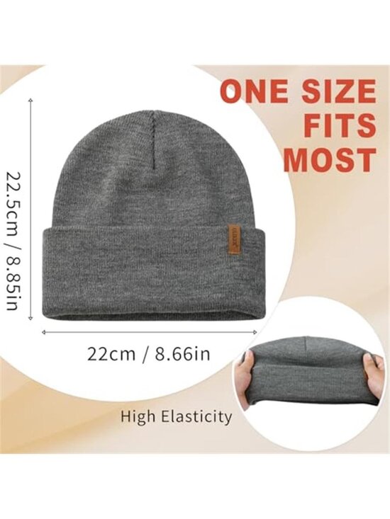3 Pack Unisex Beanie Winter Double Layer Warm Knit Cuffed Hat main image 4